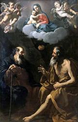 De Maagd en Christus-kind met de heiligen Paulus de Heremiet en Antonius Abt. 1730. Pierre Charles Tremolièr-es (1703-1739).