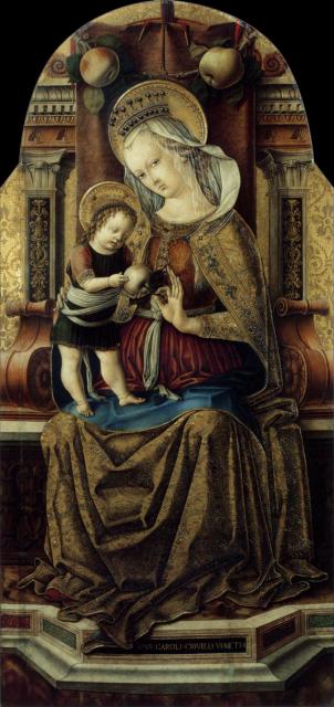 Carlo Crivelli: Madonna akit trónra emeltek a gyermekkel